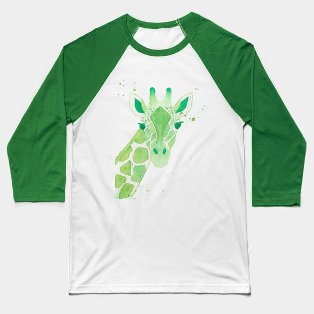 Lime Green Giraffe Baseball T-Shirt by dangerbetz